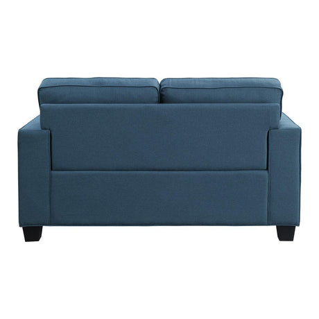 Elmont Blue Modern Transitional Solid Wood And Plywood Textured Fabric Upholstery Loveseat - Ella Furniture