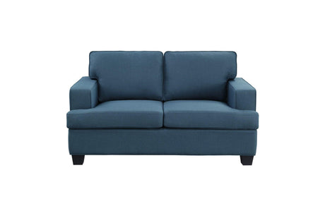 Elmont Blue Solid Wood And Plywood Textured Fabric Upholstery 2Pc Set: Sofa, Love - Ella Furniture