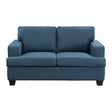 Elmont Blue Modern Transitional Solid Wood And Plywood Textured Fabric Upholstery Loveseat - Ella Furniture