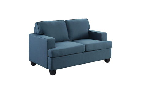 Elmont Blue Solid Wood And Plywood Textured Fabric Upholstery 2Pc Set: Sofa, Love - Ella Furniture