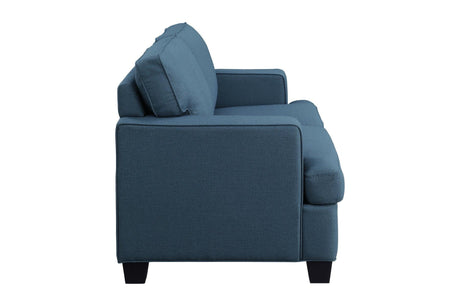 Elmont Blue Solid Wood And Plywood Textured Fabric Upholstery 2Pc Set: Sofa, Love - Ella Furniture