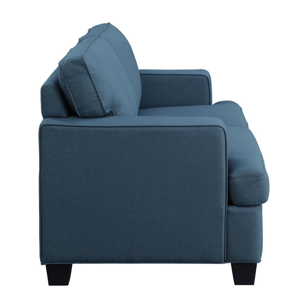 Elmont Blue Modern Transitional Solid Wood And Plywood Textured Fabric Upholstery Loveseat - Ella Furniture