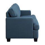 Elmont Blue Modern Transitional Solid Wood And Plywood Textured Fabric Upholstery Loveseat - Ella Furniture