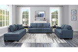Elmont Blue Solid Wood And Plywood Textured Fabric Upholstery 2Pc Set: Sofa, Love - Ella Furniture