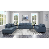 Elmont Blue Modern Transitional Solid Wood And Plywood Textured Fabric Upholstery Sofa - Ella Furniture