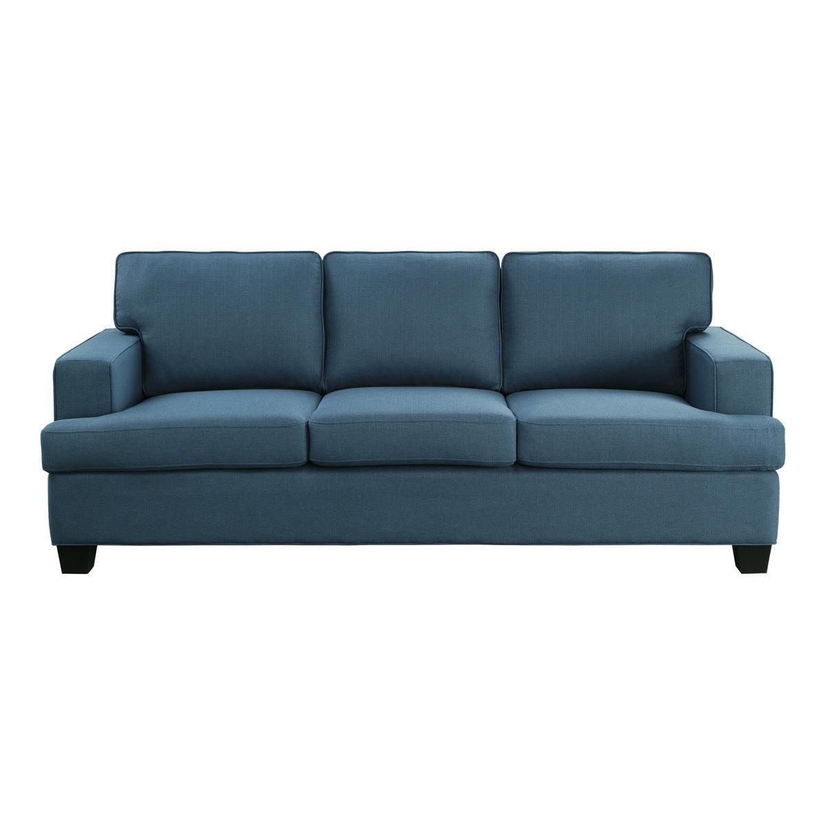Elmont Blue Modern Transitional Solid Wood And Plywood Textured Fabric Upholstery Sofa - Ella Furniture