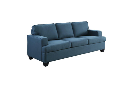 Elmont Blue Solid Wood And Plywood Textured Fabric Upholstery 2Pc Set: Sofa, Love - Ella Furniture