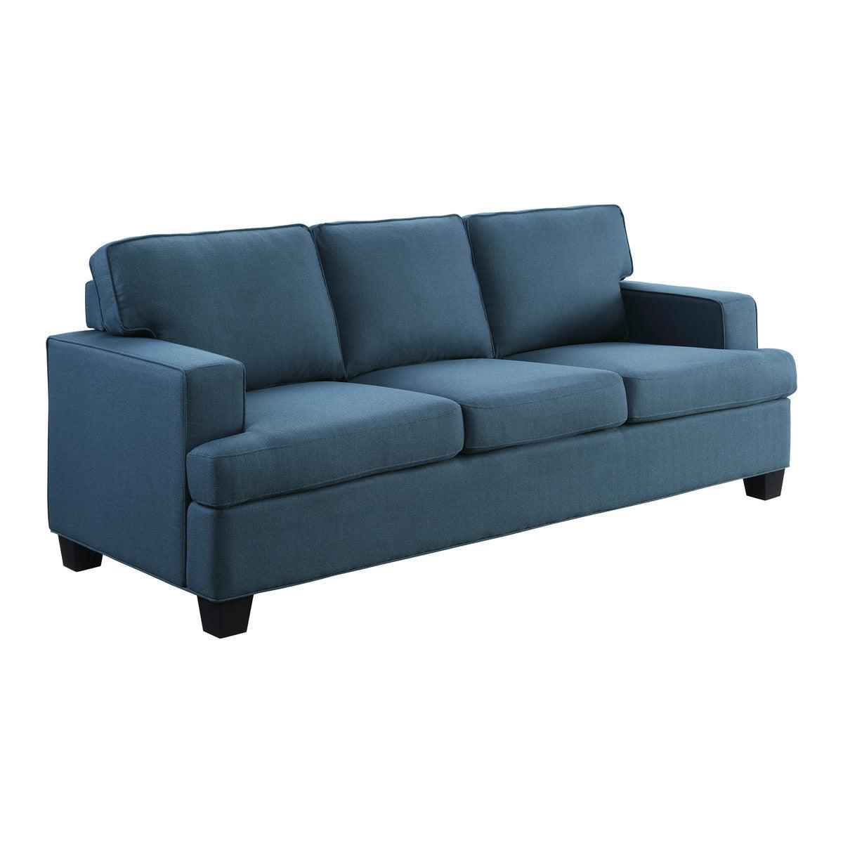 Elmont Blue Modern Transitional Solid Wood And Plywood Textured Fabric Upholstery Sofa - Ella Furniture