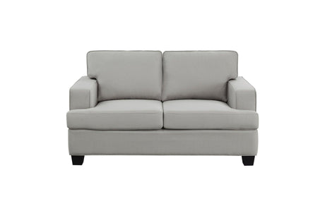 Elmont Khaki Solid Wood And Plywood Textured Fabric Upholstery 2Pc Set: Sofa, Love - Ella Furniture