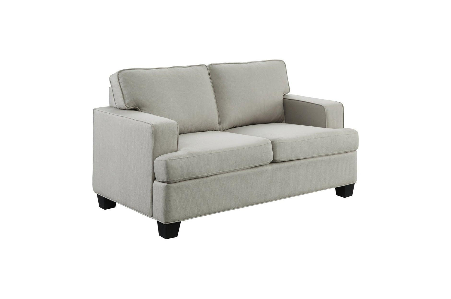 Elmont Khaki Solid Wood And Plywood Textured Fabric Upholstery 2Pc Set: Sofa, Love - Ella Furniture