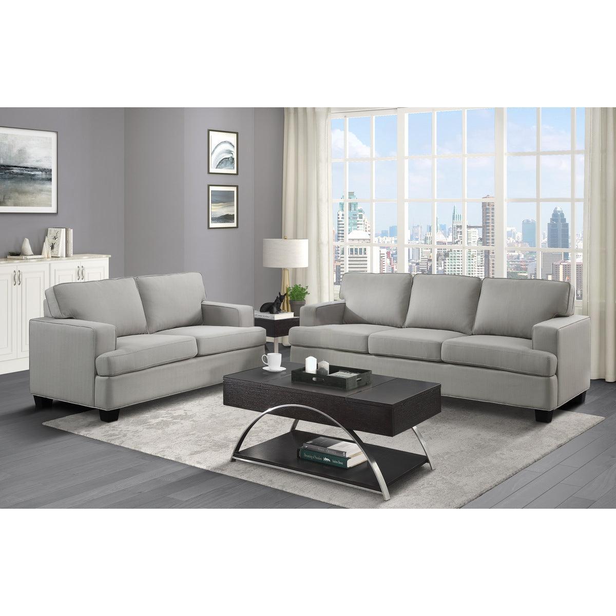Elmont Khaki Modern Transitional Solid Wood And Plywood Textured Fabric Upholstery Sofa - Ella Furniture