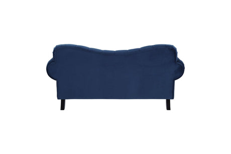 Rosalie Navy Modern Traditional Solid Wood Plywood Velvet Upholstery Tufted 2Pc Set: Sofa, Love - Ella Furniture