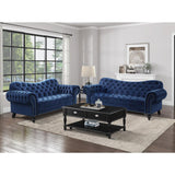 Rosalie Navy Blue Traditional Solid Wood And Plywood Velvet Fabric Upholstered Tufted Sofa - Ella Furniture