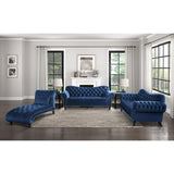 Rosalie Navy Blue Traditional Solid Wood And Plywood Velvet Fabric Upholstered Tufted Sofa - Ella Furniture