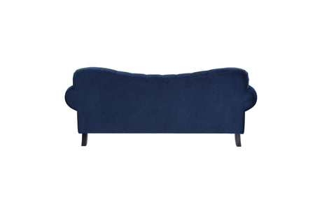 Rosalie Navy Modern Traditional Solid Wood Plywood Velvet Upholstery Tufted 2Pc Set: Sofa, Love - Ella Furniture