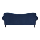 Rosalie Navy Blue Traditional Solid Wood And Plywood Velvet Fabric Upholstered Tufted Sofa - Ella Furniture