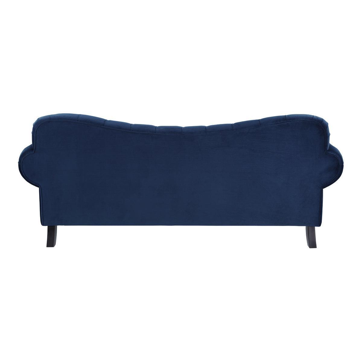 Rosalie Navy Blue Traditional Solid Wood And Plywood Velvet Fabric Upholstered Tufted Sofa - Ella Furniture