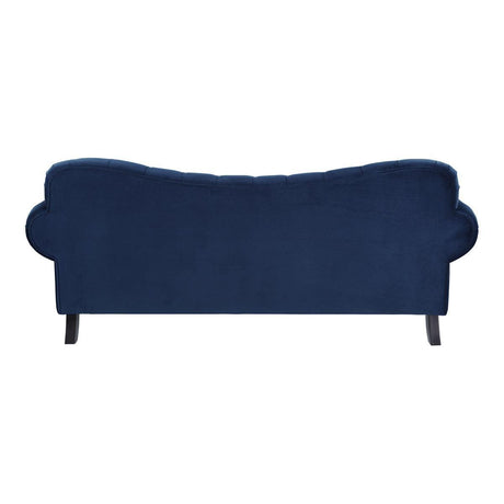 Rosalie Navy Blue Traditional Solid Wood And Plywood Velvet Fabric Upholstered Tufted Sofa - Ella Furniture