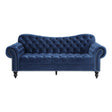 Rosalie Navy Blue Traditional Solid Wood And Plywood Velvet Fabric Upholstered Tufted Sofa - Ella Furniture
