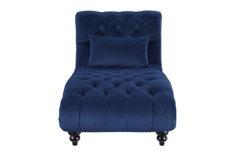 Rosalie Navy Modern Traditional Solid Wood Plywood Velvet Upholstery Tufted 2Pc Set: Sofa, Love - Ella Furniture