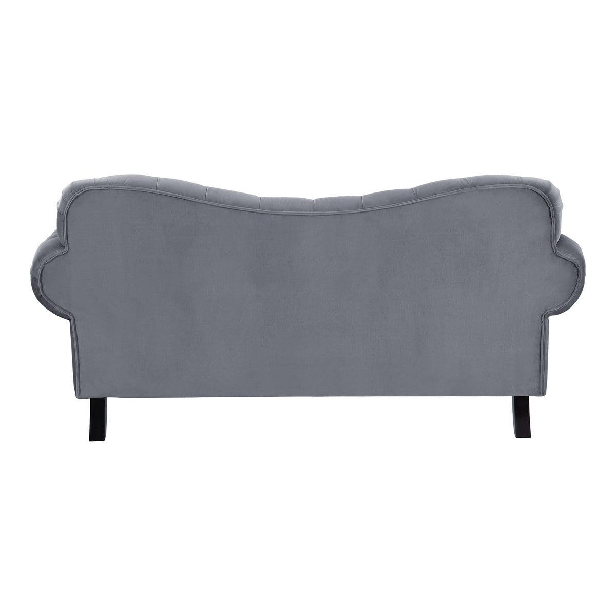 Rosalie Dark Gray Traditional Solid Wood And Plywood Velvet Fabric Upholstered Tufted Loveseat - Ella Furniture