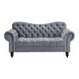 Rosalie Dark Gray Traditional Solid Wood And Plywood Velvet Fabric Upholstered Tufted Loveseat - Ella Furniture