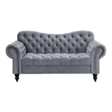 Rosalie Dark Gray Traditional Solid Wood And Plywood Velvet Fabric Upholstered Tufted Loveseat - Ella Furniture