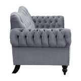 Rosalie Dark Gray Traditional Solid Wood And Plywood Velvet Fabric Upholstered Tufted Loveseat - Ella Furniture