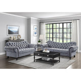 Rosalie Dark Gray Traditional Solid Wood And Plywood Velvet Fabric Upholstered Tufted Sofa - Ella Furniture