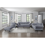 Rosalie Dark Gray Traditional Solid Wood And Plywood Velvet Fabric Upholstered Tufted Sofa - Ella Furniture