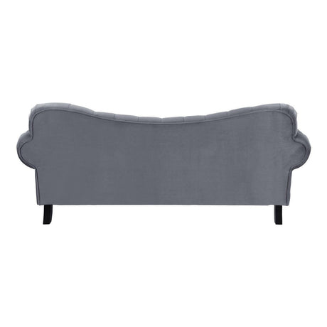 Rosalie Dark Gray Traditional Solid Wood And Plywood Velvet Fabric Upholstered Tufted Sofa - Ella Furniture