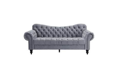 Rosalie Dark Gray Modern Traditional Solid Wood Plywood Velvet Tufted 2Pc Set: Sofa, Love - Ella Furniture