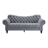Rosalie Dark Gray Traditional Solid Wood And Plywood Velvet Fabric Upholstered Tufted Sofa - Ella Furniture