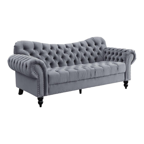 Rosalie Dark Gray Traditional Solid Wood And Plywood Velvet Fabric Upholstered Tufted Sofa - Ella Furniture