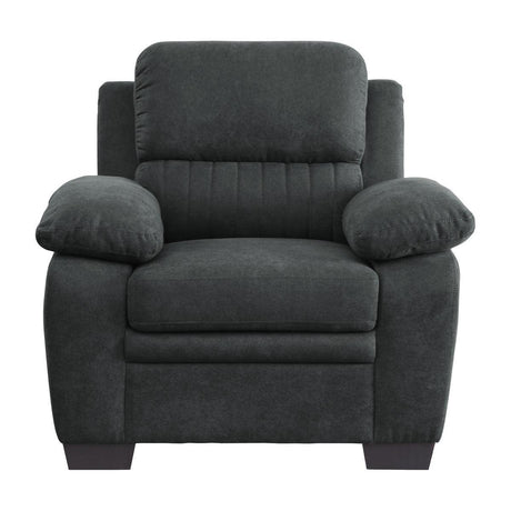 Holleman Dark Gray Modern Solid Wood And Plywood Textured Fabric Polyester Upholstery Chair - Ella Furniture