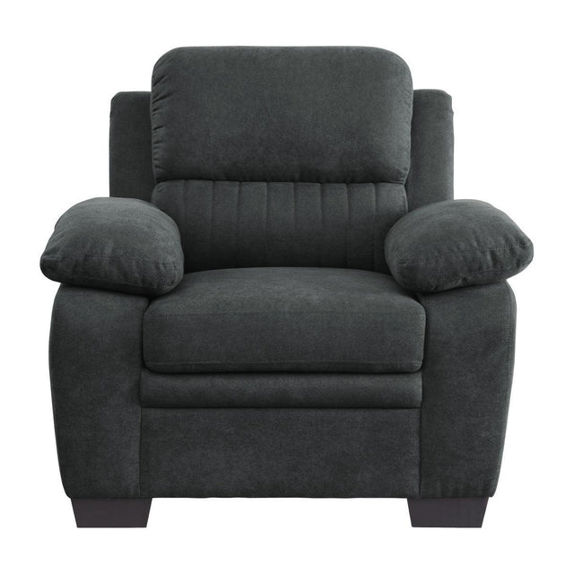 Holleman Dark Gray Modern Solid Wood And Plywood Textured Fabric Polyester Upholstery Chair - Ella Furniture