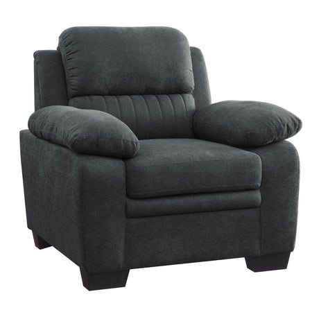 Holleman Dark Gray Modern Solid Wood And Plywood Textured Fabric Polyester Upholstery Chair - Ella Furniture