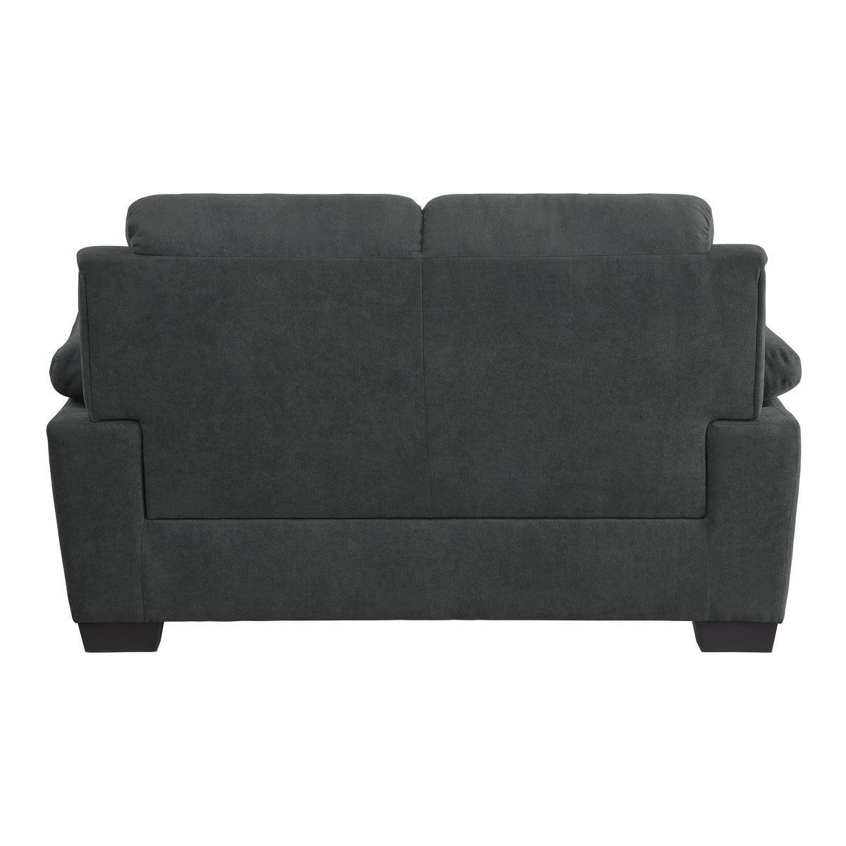 Holleman Dark Modern Gray Solid Wood And Plywood Textured Fabric Polyester Upholstery Loveseat - Ella Furniture