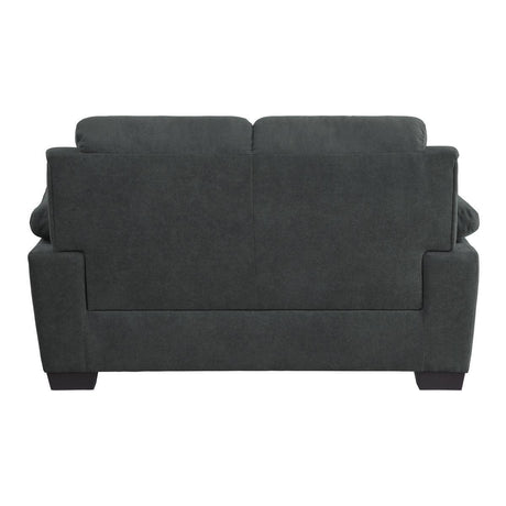 Holleman Dark Modern Gray Solid Wood And Plywood Textured Fabric Polyester Upholstery Loveseat - Ella Furniture