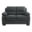 Holleman Dark Modern Gray Solid Wood And Plywood Textured Fabric Polyester Upholstery Loveseat - Ella Furniture