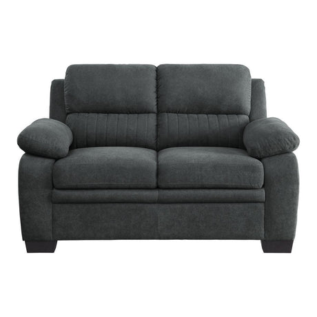 Holleman Dark Modern Gray Solid Wood And Plywood Textured Fabric Polyester Upholstery Loveseat - Ella Furniture