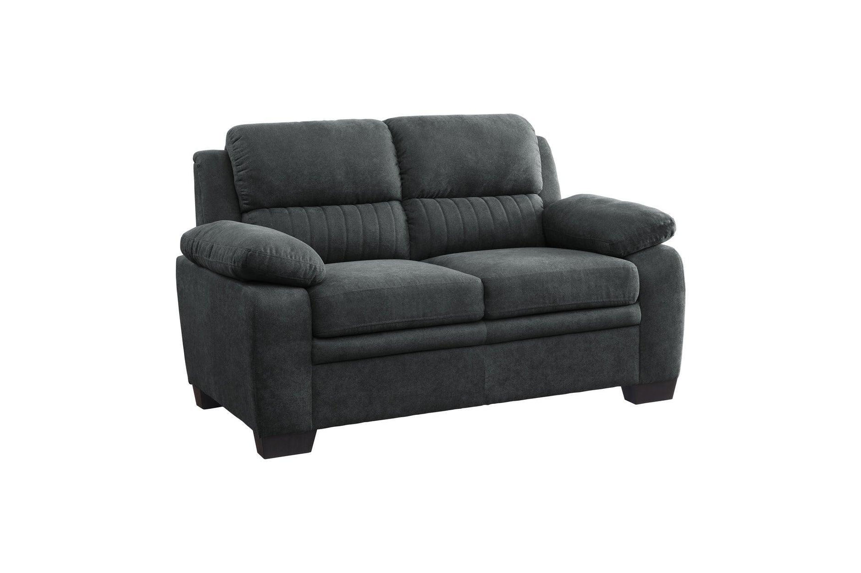 Holleman Dark Gray Solid Wood And Plywood Textured Fabric Upholstery 2Pc Set: Sofa, Love - Ella Furniture