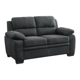 Holleman Dark Modern Gray Solid Wood And Plywood Textured Fabric Polyester Upholstery Loveseat - Ella Furniture