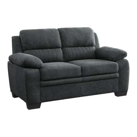 Holleman Dark Modern Gray Solid Wood And Plywood Textured Fabric Polyester Upholstery Loveseat - Ella Furniture