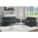 Holleman Dark Modern Gray Solid Wood And Plywood Textured Fabric Polyester Upholstery Loveseat - Ella Furniture