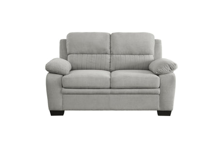 Holleman Gray Solid Wood And Plywood Textured Fabric Upholstery 2Pc Set: Sofa, Love - Ella Furniture