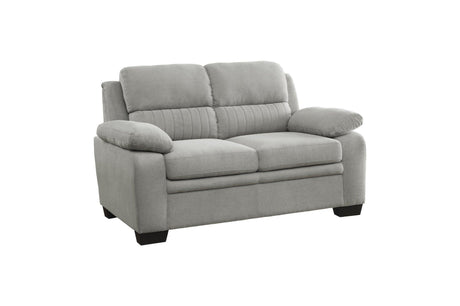 Holleman Gray Solid Wood And Plywood Textured Fabric Upholstery 2Pc Set: Sofa, Love - Ella Furniture