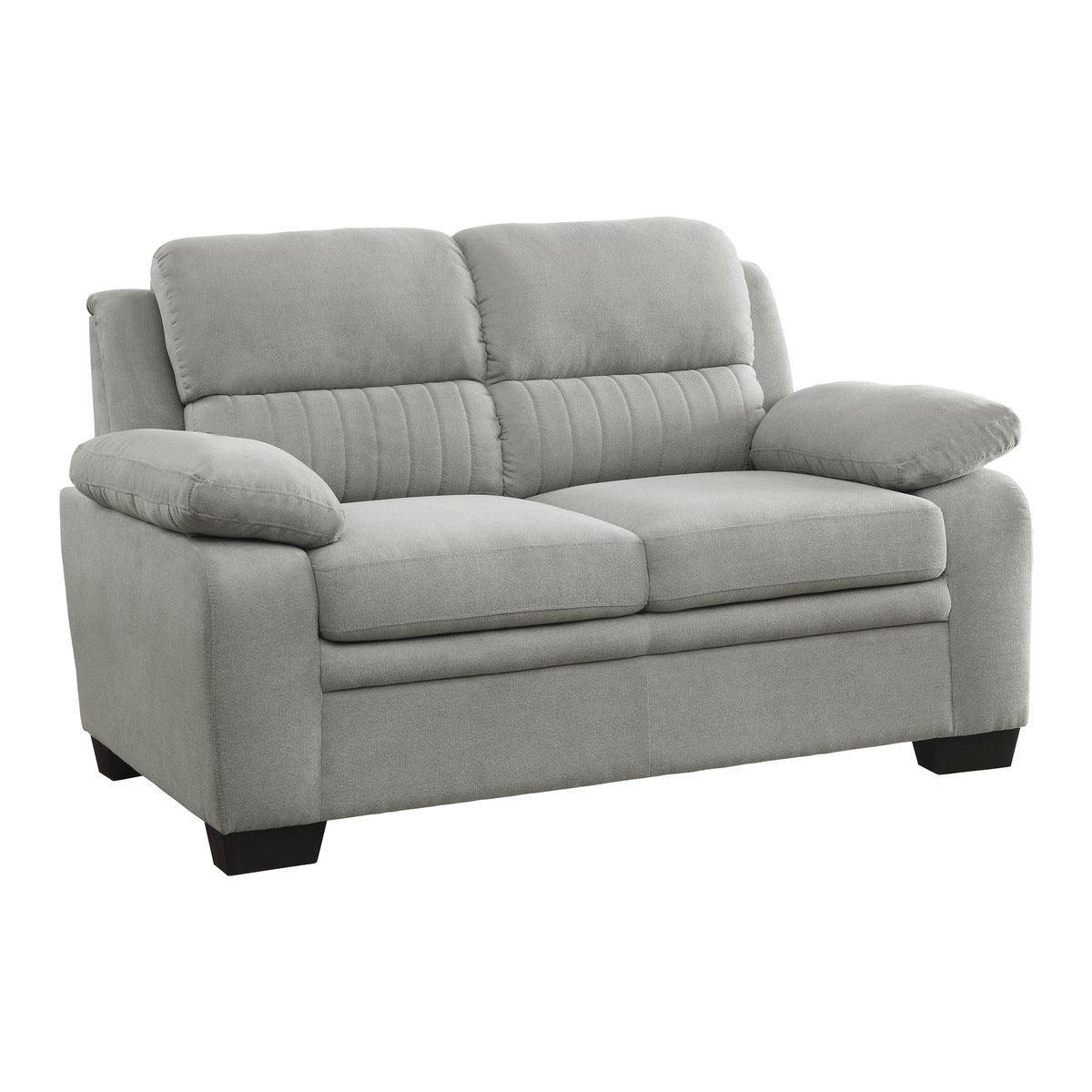 Holleman Gray Modern Solid Wood And Plywood Textured Fabric Polyester Upholstery Loveseat - Ella Furniture