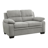 Holleman Gray Modern Solid Wood And Plywood Textured Fabric Polyester Upholstery Loveseat - Ella Furniture