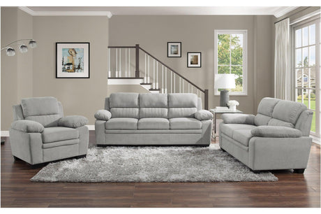 Holleman Gray Solid Wood And Plywood Textured Fabric Upholstery 2Pc Set: Sofa, Love - Ella Furniture